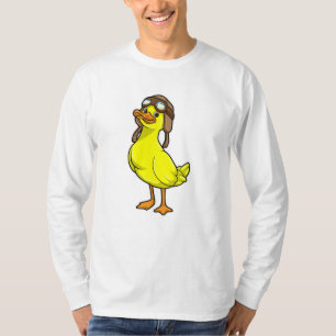 T-shirt Canard comme pilote avec Casquette et lunettes