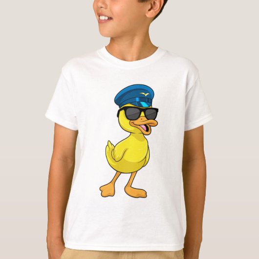 T-shirt Canard comme pilote avec casquette pilote (Devant)