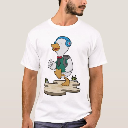 T-shirt Canard comme randonneur avec sac à dos (Devant)