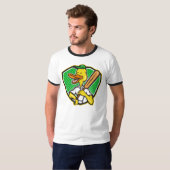 T-shirt Canard de caricature de cricket rétro (Devant entier)