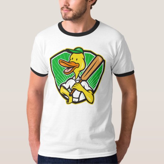 T-shirt Canard de caricature de cricket rétro (Devant)