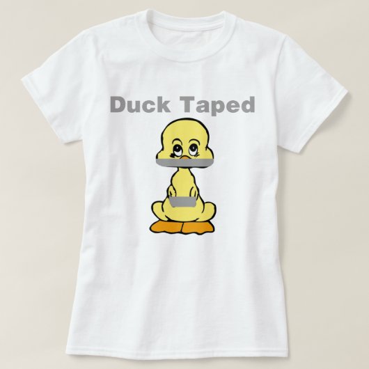 T-shirt Canard de jaune d'humour de ruban adhésif attaché (Design devant)