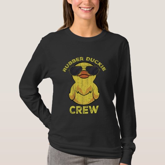 T-shirt Canard d'équipage en caoutchouc jaune rétro cool a (Devant)