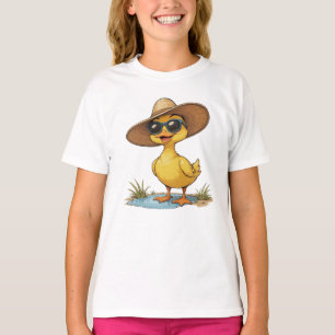 T-shirt Canard drôle portant un grand chapeau de soleil et