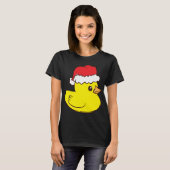 T-shirt Canard en caoutchouc avec le chapeau Santa Cute Ca (Devant entier)