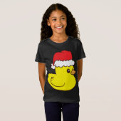 T-Shirt Canard en caoutchouc avec le chapeau Santa Cute Ca (Devant entier)