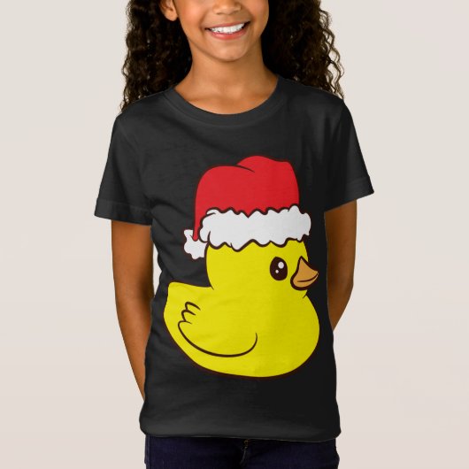 T-Shirt Canard en caoutchouc avec le chapeau Santa Cute Ca (Devant)