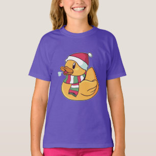 T-shirt Canard en caoutchouc de Noël Chapeau de Père Noël