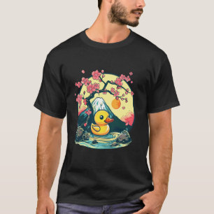 T-shirt Canard en caoutchouc drôle arbre sakura mont Fuji