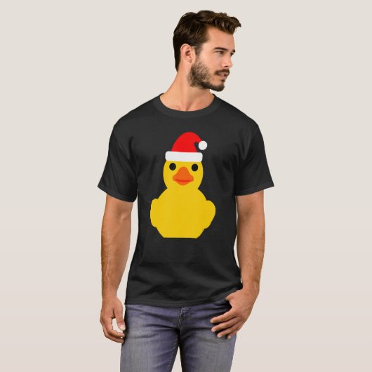 T-shirt Canard en caoutchouc Noël Santa Hat Caoutchouc (Devant entier)