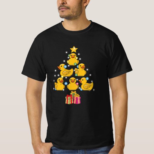 T-shirt Canard en caoutchouc noir Arbre de Noël (Devant)