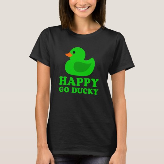 T-shirt Canard en caoutchouc vert mignon Lucky Go Ducky Pu (Devant)
