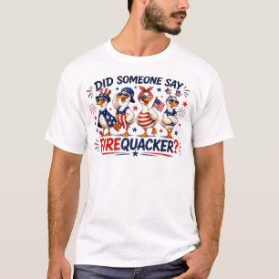T-shirt Canard feu d'artifice patriotique drôle