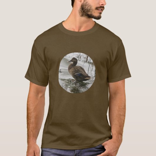 T-shirt Canard gris sur la nuit du lac (Devant)