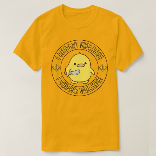 T-shirt Canard Jaune Drôle Avec Couteau (Design devant)