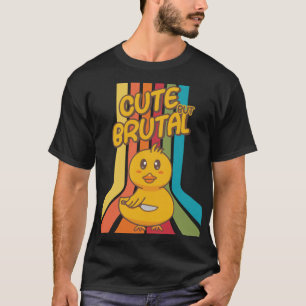 T-shirt Canard mignon mais brutal mou avec couteau