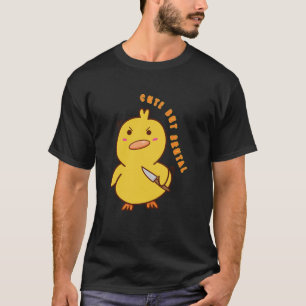 T-shirt Canard mignon mais brutal mou avec couteau