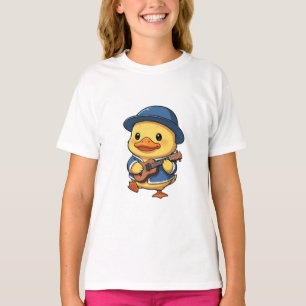 T-shirt Canard Musicien Enfant Chapeau Bleu Enfants