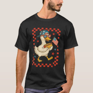 T-shirt Canard patriotique avec hot dog et drapeau drôle 4