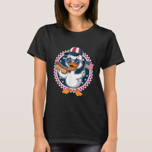 T-shirt Canard patriotique drôle Drapeau américain Hot Dog
