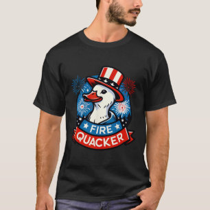 T-shirt Canard patriotique drôle du quatre juillet Fire Qu