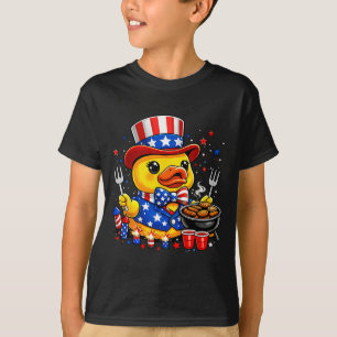 T-shirt Canard patriotique mignon drapeau américain Feux d