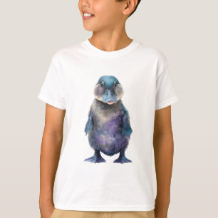 T-shirt Canard Platypus Aquarelle Violet Galaxie Enfants