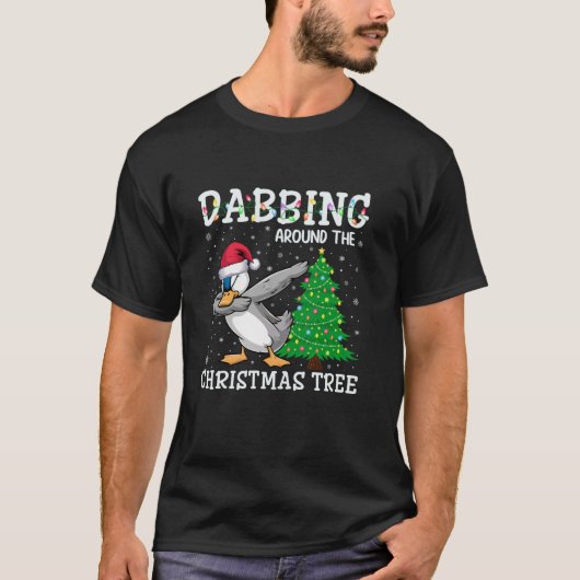 T-shirt Canard Santa Hat Dabbing autour de l'arbre de Noël (Devant)