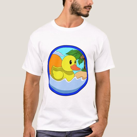 T-shirt Canard sur la plage avec palmiers.PNG (Devant)
