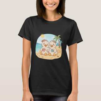 T-shirt Canards de plage meilleurs amis du café mignons