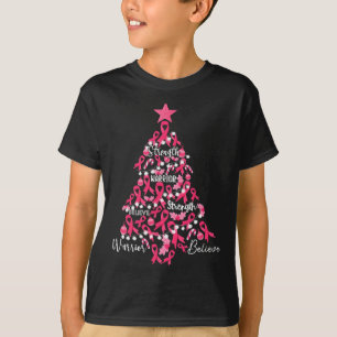 T-shirt Cancer Arbre de Noël Pink Ribbon Sensibilisation à