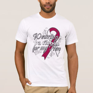 T-shirt Cancer de la gorge portant un ruban pour mon héros