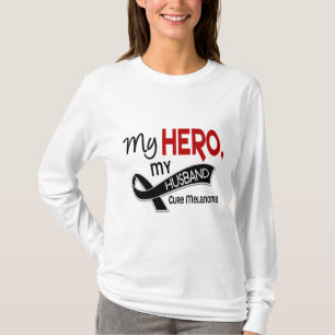 T-shirt Cancer de la peau de mélanome MON HÉROS MON MARI