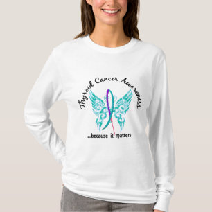 T-shirt Cancer de la thyroïde grunge du papillon 6,1 de