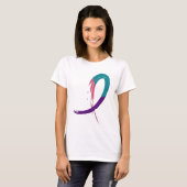 T-shirt Cancer de la thyroïde Teal, pourpre, et ruban A4 (Devant entier)