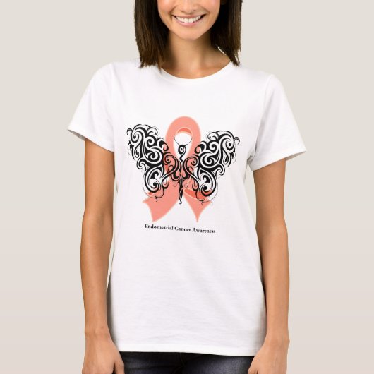 T-shirt Cancer de l'estomac Ruban Tribal Butterfly (Devant)