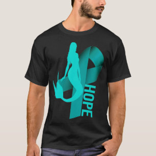 T-shirt Cancer de l'ovaire Survivant Don Mermaid Ribbon Ho