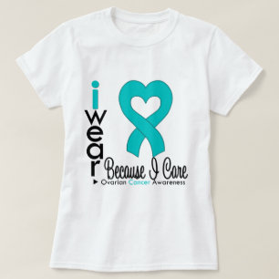 T-shirt Cancer de l'ovaire Turquoise ruban cardiaque parce