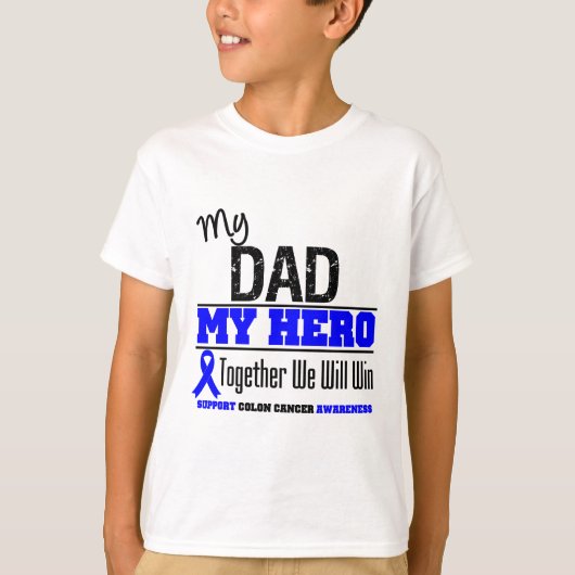 T-shirt Cancer du colon mon papa mon héros (Devant)