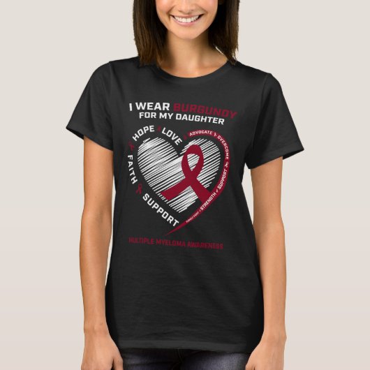 T-shirt Cancer du sang Fille Bourgogne Myélome multiple Aw (Devant)