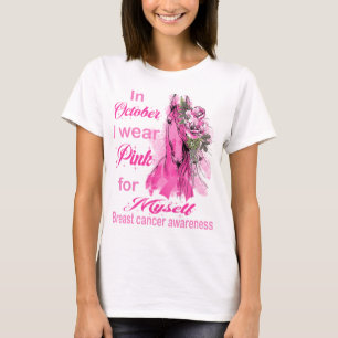 T-shirt cancer du sein cheval en octobre Je porte une chem