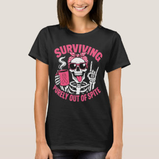 T-shirt Cancer du sein drôle squelette café humour