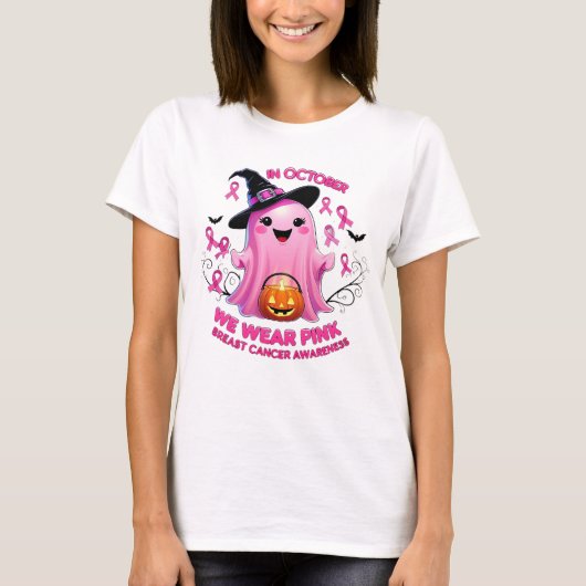 T-shirt Cancer du sein et Halloween : Ruban Imaginaire (Devant)