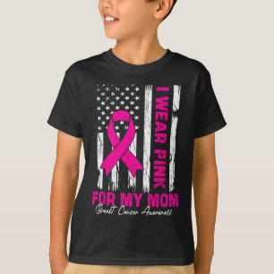 T-shirt Cancer Du Sein Femmes Je Porte Du Rose Pour Ma Mèr