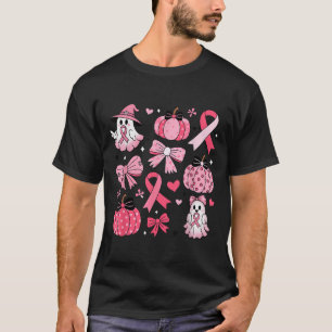 T-shirt Cancer du sein Ghost Coquette Bow Rose Citrouille