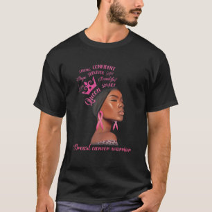 T-shirt Cancer du sein Guerrier Reine Black Femme rose Rib