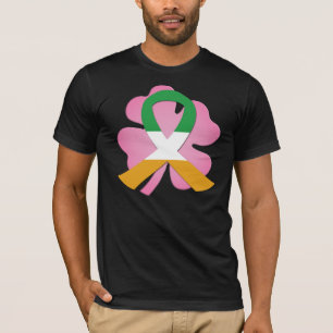 T-shirt Cancer du sein irlandais de ruban de drapeau