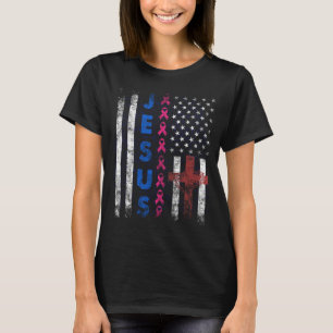 T-shirt Cancer du sein Jésus Drapeau chrétien Survivant