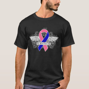 T-shirt Cancer du sein masculin Ruban de SURVIVEUR ailé