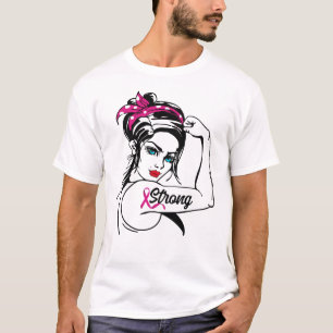 T-shirt Cancer Du Sein Rosie Forte Le Ruban Rose Riveter